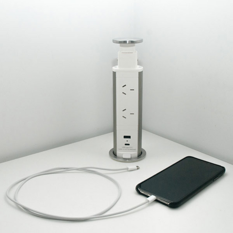 Pop Top Pull-Up Multiplug in Desk Power