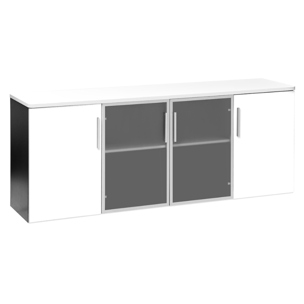 OPD Pulse Credenza 1800mm - 4 Door Glass and Wood